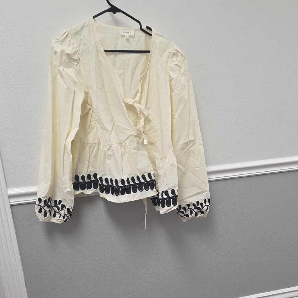 Bohme Cream Blouse with Black Embroidery